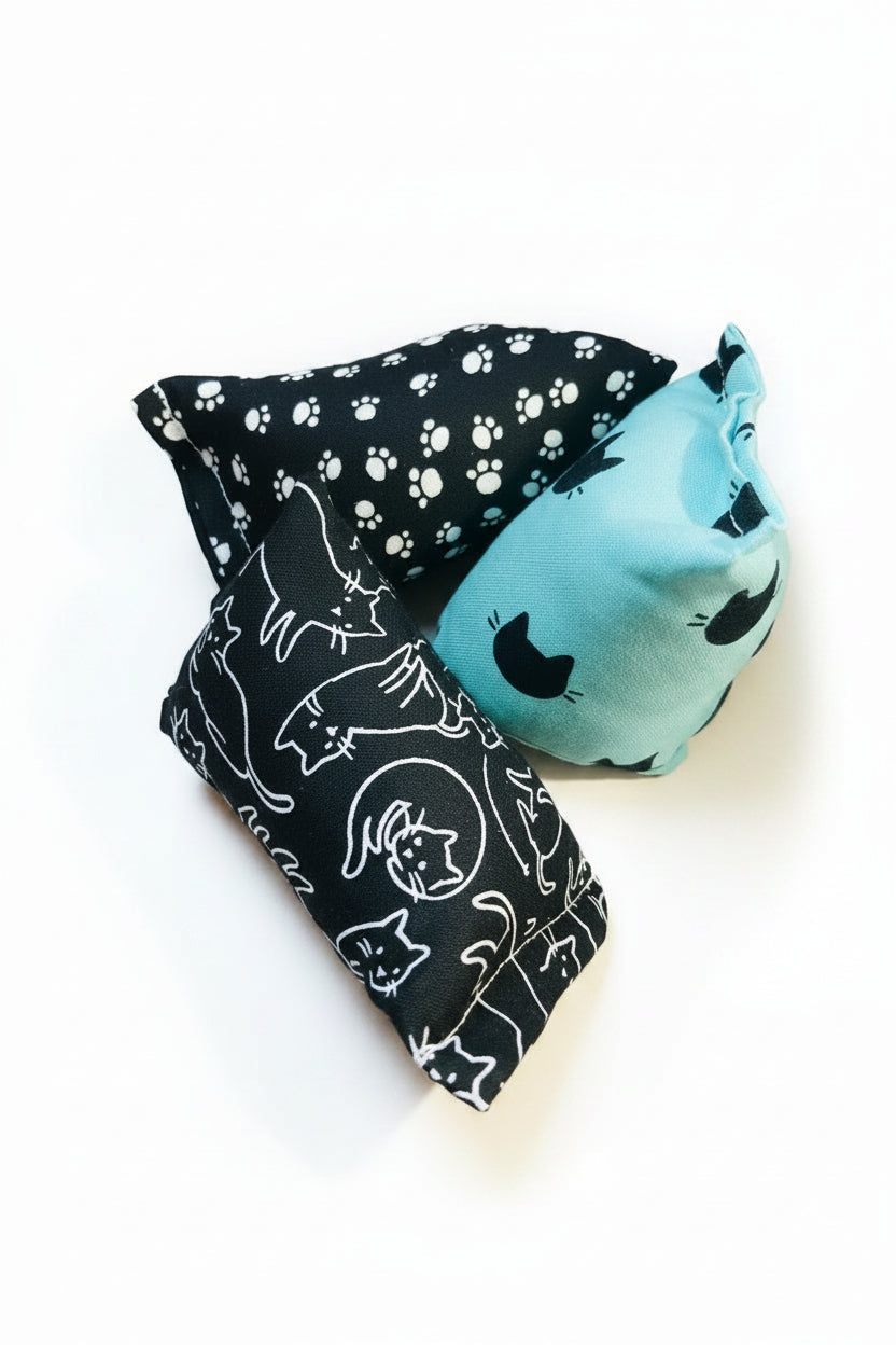 Catnip Pouncers (3 Pack)-Turquoise and Black Cats